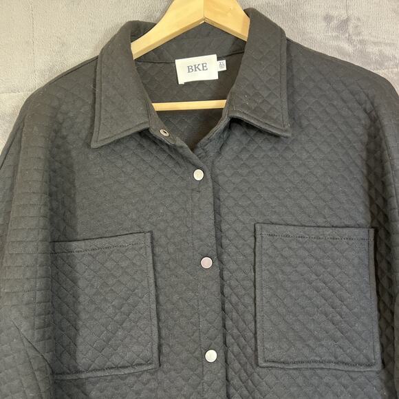 Buckle BKE Shacket Womens XL Black Quilted Polyester Snap Up Relaxed Fit Jacket - Picture 3 of 11
